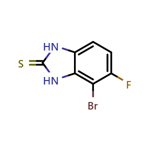 Chemical structure of 4-Bromo-5-fluoro-1,3-dihydro-2H-benzimidazole-2-thione , CAS 1388064-77-4, AChemBlock T90151