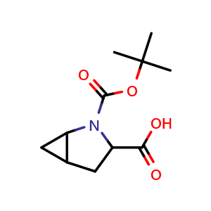 Chemical structure of 2-(tert-Butoxycarbonyl)-2-azabicyclo[3.1.0]hexane-3-carboxylic acid , CAS 1219430-61-1, AChemBlock T90156