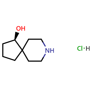 Chemical structure of (4R)-8-azaspiro[4.5]decan-4-ol hydrochloride , CAS 2387563-74-6, AChemBlock T90173