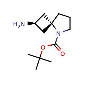 Chemical structure of tert-Butyl trans-2-amino-5-azaspiro[3.4]octane-5-carboxylate , CAS 2411591-53-0, AChemBlock T90209