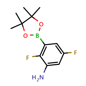 Chemical structure of 2,5-difluoro-3-(4,4,5,5-tetramethyl-1,3,2-dioxaborolan-2-yl)benzenamine , CAS 1269233-00-2, AChemBlock T90220