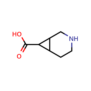 Chemical structure of 3-azabicyclo[4.1.0]heptane-7-carboxylic acid , CAS 1369343-66-7, AChemBlock T90224