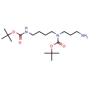 Chemical structure of N1,N5-Bis-Boc-spermidine , CAS 68076-39-1, AChemBlock T90234