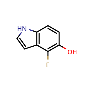 Chemical structure of 4-Fluoro-5-hydroxyindole , CAS 288386-04-9, AChemBlock T90245