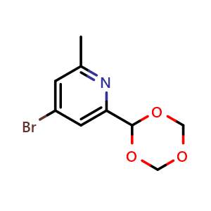 Chemical structure of 4-bromo-2-methyl-6-(1,3,5-trioxan-2-yl)pyridine , CAS 2411640-25-8, AChemBlock T90249