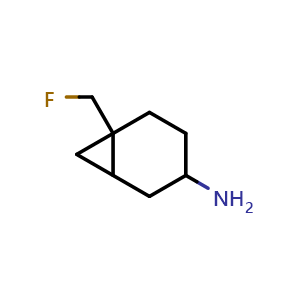 Chemical structure of 6-(fluoromethyl)norcaran-3-amine , CAS 2387597-29-5, AChemBlock T90250