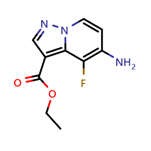 Chemical structure of ethyl 5-amino-4-fluoropyrazolo[1,5-a]pyridine-3-carboxylate , CAS 1443538-37-1, AChemBlock T90261