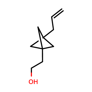 Chemical structure of 2-(3-allylbicyclo[1.1.1]pentan-1-yl)ethan-1-ol , CAS 2304561-15-5, AChemBlock T90271