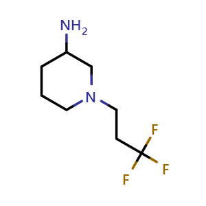 Chemical structure of 1-(3,3,3-trifluoropropyl)piperidin-3-amine , CAS 1340143-41-0, AChemBlock T90316