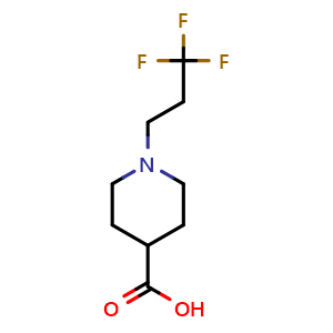 Chemical structure of 1-(3,3,3-trifluoropropyl)piperidine-4-carboxylic acid , CAS 1046788-58-2, AChemBlock T90321