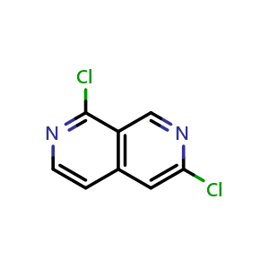 Chemical structure of 1,6-dichloro-2,7-naphthyridine , CAS 1335053-95-6, AChemBlock T90327