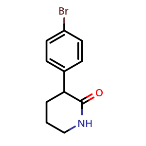 Chemical structure of 3-(4-bromophenyl)piperidin-2-one , CAS 769944-71-0, AChemBlock T90365