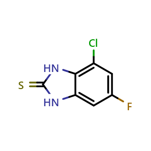 Chemical structure of 4-Chloro-6-fluoro-1,3-dihydro-2H-benzimidazole-2-thione , CAS 1388051-66-8, AChemBlock T90414