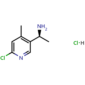 Chemical structure of (S)-1-(6-chloro-4-methylpyridin-3-yl)ethan-1-amine hydrochloride , CAS 1213695-77-2, AChemBlock T90421