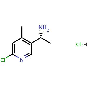 Chemical structure of (R)-1-(6-chloro-4-methylpyridin-3-yl)ethan-1-amine hydrochloride , CAS 1213128-80-3, AChemBlock T90423