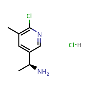 Chemical structure of (S)-1-(6-chloro-5-methylpyridin-3-yl)ethan-1-amine hydrochloride , CAS 1213007-08-9, AChemBlock T90425