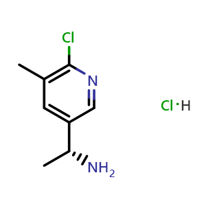 Chemical structure of (R)-1-(6-chloro-5-methylpyridin-3-yl)ethan-1-amine hydrochloride , CAS 1212955-39-9, AChemBlock T90426
