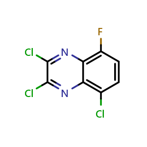 Chemical structure of 2,3,5-Trichloro-8-fluoroquinoxaline , CAS 2411639-93-3, AChemBlock T90454