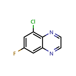 Chemical structure of 5-Chloro-7-fluoroquinoxaline , CAS 2411634-90-5, AChemBlock T90459