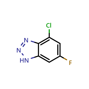Chemical structure of 4-Chloro-6-fluoro-1H-benzotriazole , CAS 2411641-66-0, AChemBlock T90462