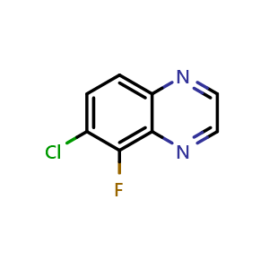 Chemical structure of 6-Chloro-5-fluoroquinoxaline , CAS 2411640-22-5, AChemBlock T90464