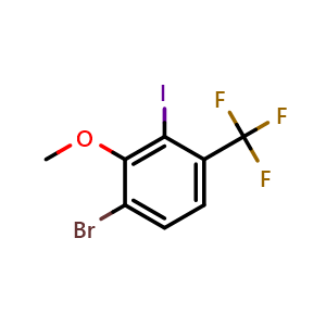 Chemical structure of 4-Bromo-2-iodo-3-methoxybenzotrifluoride , CAS 2386528-42-1, AChemBlock T90471