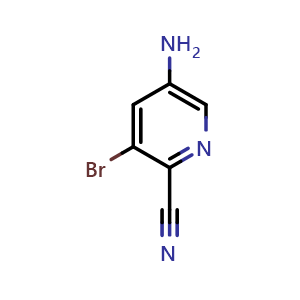 Chemical structure of 5-amino-3-bromo-pyridine-2-carbonitrile , CAS 573762-88-6, AChemBlock T90477