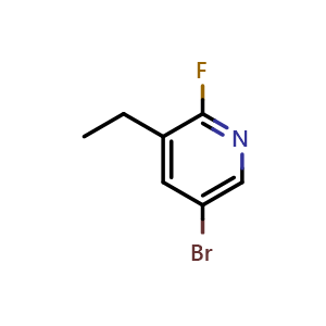 Chemical structure of 5-bromo-3-ethyl-2-fluoro-pyridine , CAS 2387598-28-7, AChemBlock T90478