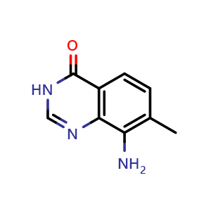 Chemical structure of 8-Amino-7-methylquinazolin-4(3H)-one , CAS 1093101-65-5, AChemBlock T90488