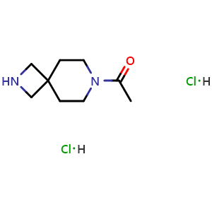 Chemical structure of 1-(2,7-diazaspiro[3.5]nonan-7-yl)ethanone dihydrochloride , CAS 2387598-67-4, AChemBlock T90489