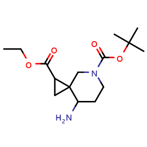 Chemical structure of O5-tert-butyl O2-ethyl 8-amino-5-azaspiro[2.5]octane-2,5-dicarboxylate , CAS 2387598-92-5, AChemBlock T90514