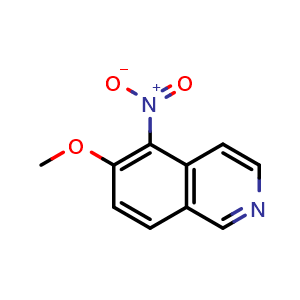 Chemical structure of 6-methoxy-5-nitroisoquinoline , CAS 72677-92-0, AChemBlock T90542