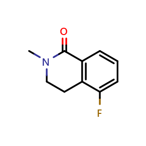 Chemical structure of 5-fluoro-2-methyl-3,4-dihydroisoquinolin-1(2H)-one , CAS 406923-62-4, AChemBlock T90544