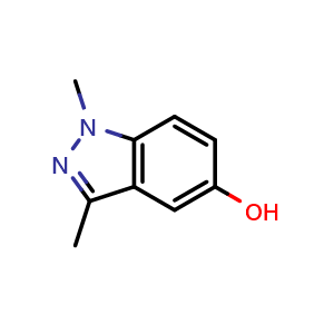 Chemical structure of 1,3-dimethyl-1H-indazol-5-ol , CAS 1416713-63-7, AChemBlock T90557