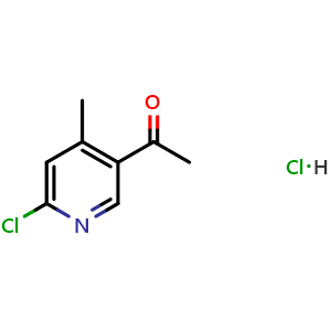 Chemical structure of 1-(6-chloro-4-methylpyridin-3-yl)ethan-1-one hydrochloride , CAS 2411638-77-0, AChemBlock T90571