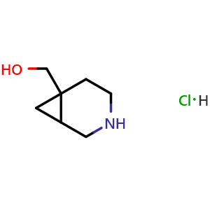 Chemical structure of 3-azabicyclo[4.1.0]heptan-6-ylmethanol hydrochloride , CAS 1345728-52-0, AChemBlock T90591