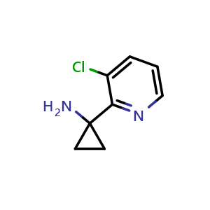 Chemical structure of 1-(3-chloropyridin-2-yl)cyclopropan-1-amine , CAS 1260913-26-5, AChemBlock T90600