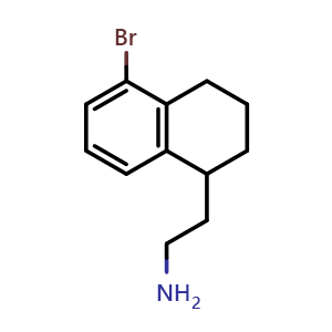 Chemical structure of 2-(5-bromo-1,2,3,4-tetrahydronaphthalen-1-yl)ethan-1-amine , CAS 1784096-74-7, AChemBlock T90609