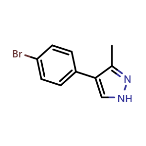 Chemical structure of 4-(4-bromophenyl)-3-methyl-1H-pyrazole , CAS 857531-32-9, AChemBlock T90615