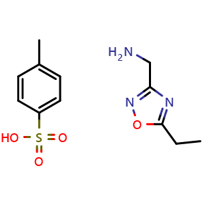 Chemical structure of (5-Ethyl-1,2,4-oxadiazol-3-yl)methanamine 4-methylbenzenesulfonate , CAS 2089650-08-6, AChemBlock T90627