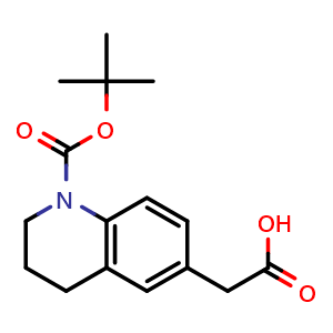 Chemical structure of 2-(1-tert-butoxycarbonyl-3,4-dihydro-2H-quinolin-6-yl)acetic acid , CAS 1780999-60-1, AChemBlock T90629