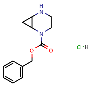 Chemical structure of benzyl 2,5-diazabicyclo[4.1.0]heptane-2-carboxylate hydrochloride , CAS 2387602-63-1, AChemBlock T90639