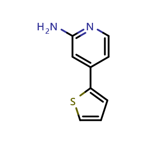 Chemical structure of 4-Thien-2-ylpyridin-2-amine , CAS 1159815-95-8, AChemBlock T90654