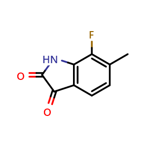 Chemical structure of 7-fluoro-6-methylindoline-2,3-dione , CAS 1073262-83-5, AChemBlock T90660