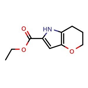 Chemical structure of ethyl 1,5,6,7-tetrahydropyrano[3,2-b]pyrrole-2-carboxylate , CAS 2231041-25-9, AChemBlock T90687