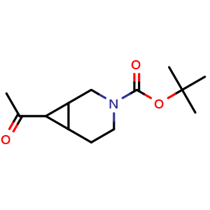 Chemical structure of tert-butyl 7-acetyl-3-azabicyclo[4.1.0]heptane-3-carboxylate , CAS 2142344-85-0, AChemBlock T90696