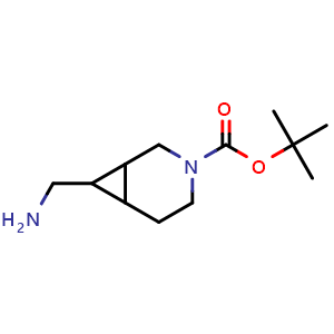 Chemical structure of tert-butyl 7-(aminomethyl)-3-azabicyclo[4.1.0]heptane-3-carboxylate , CAS 1559377-15-9, AChemBlock T90699