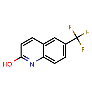 Chemical structure of 6-(trifluoromethyl)quinolin-2-ol , CAS 835903-14-5, AChemBlock T90706