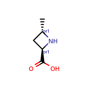 Chemical structure of rel-(2R,4S)-4-methylazetidine-2-carboxylic acid , CAS 2241129-92-8, AChemBlock T90716