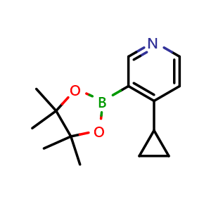 Chemical structure of 4-cyclopropyl-3-(4,4,5,5-tetramethyl-1,3,2-dioxaborolan-2-yl)pyridine , CAS 2223037-84-9, AChemBlock T90717